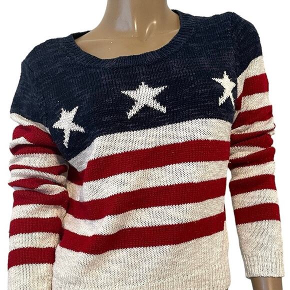 Rebellious One stars and stripes flag print sweater medium SP 7038 - Picture 1 of 10